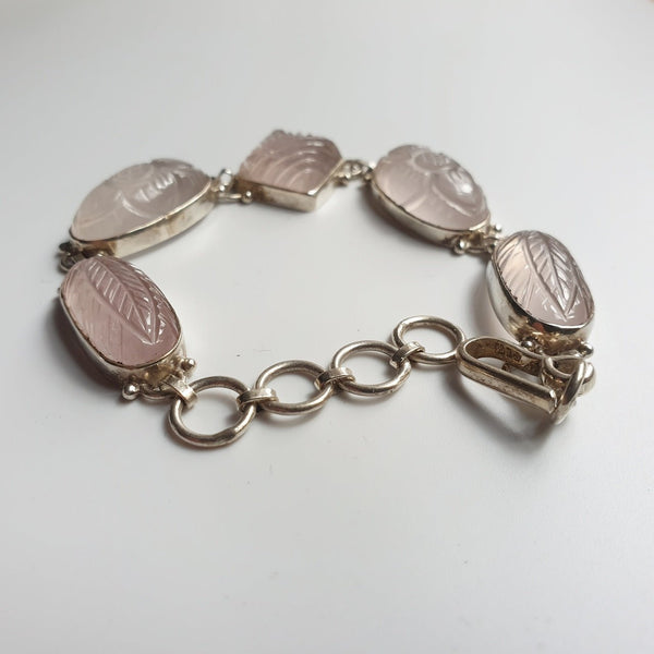 Rose Quartz and Silver Bracelet